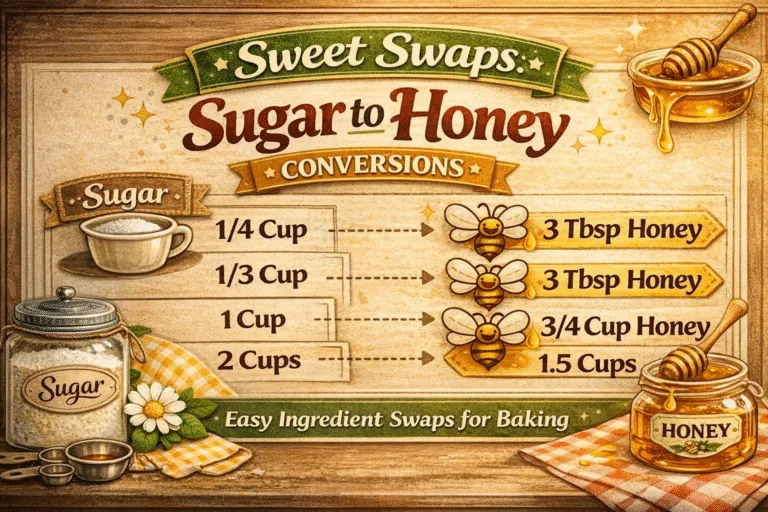 Sugar to Honey Conversion Chart  Baking Substitutions Guide  Sweetener Swaps