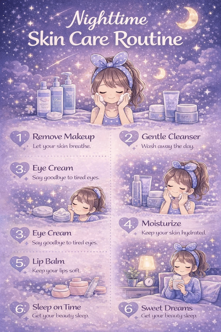 Aesthetic Night Skincare Routine for Glowing Skin  Step-by-Step Nighttime Self Care Tips