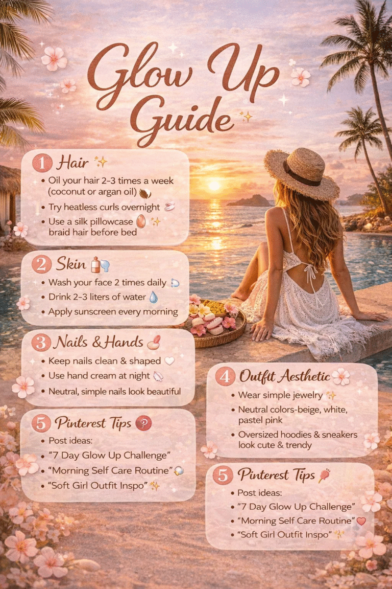 How to Glow Up Aesthetic Beauty, Skin  Hair Care Tips for Girls