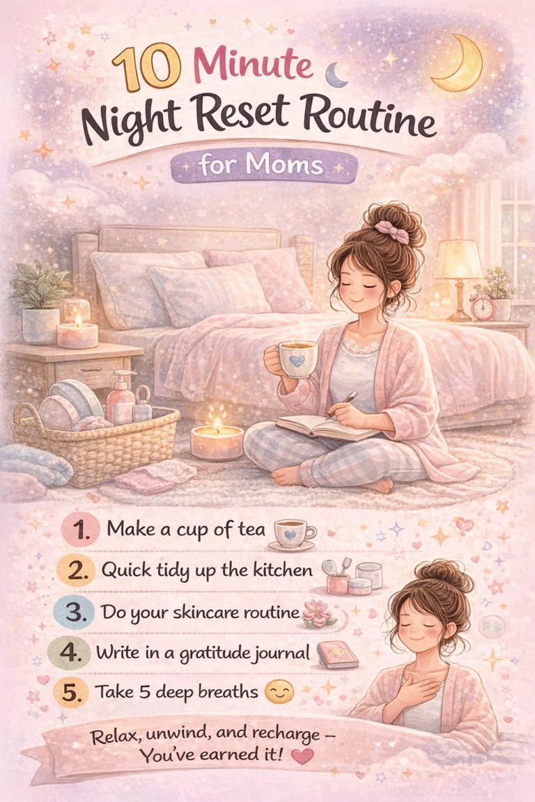 10 Minute Night Reset Routine for Busy Moms  Evening Self Care Checklist