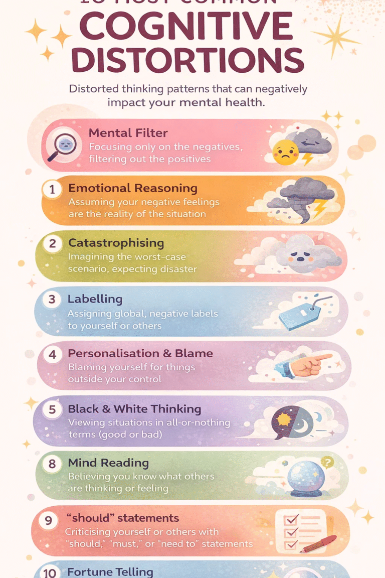 10 Most Common Cognitive Distortions  CBT Therapy Guide  Mental Health Tips