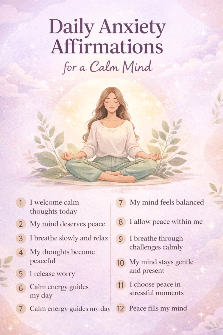 20 Calming Affirmations for Anxiety Relief  Mental Peace  Daily Mindset Tips