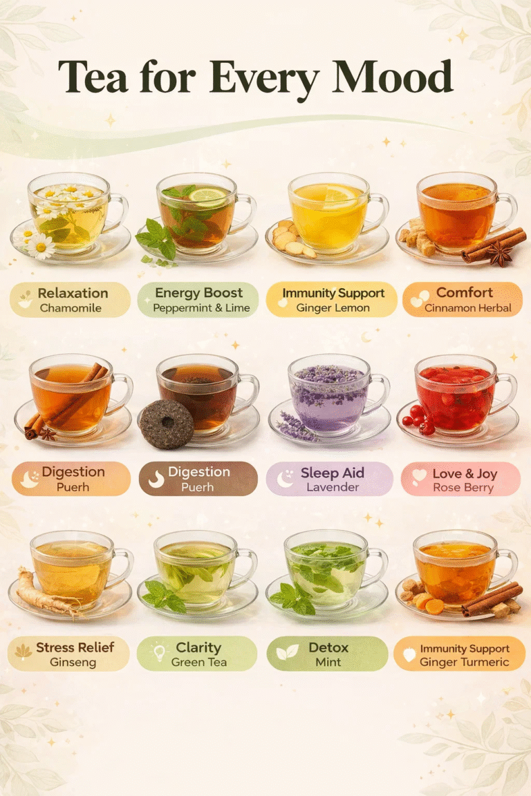 Best Tea For Every Mood Guide 12 Natural Herbal Remedies for Energy, Sleep  Detox