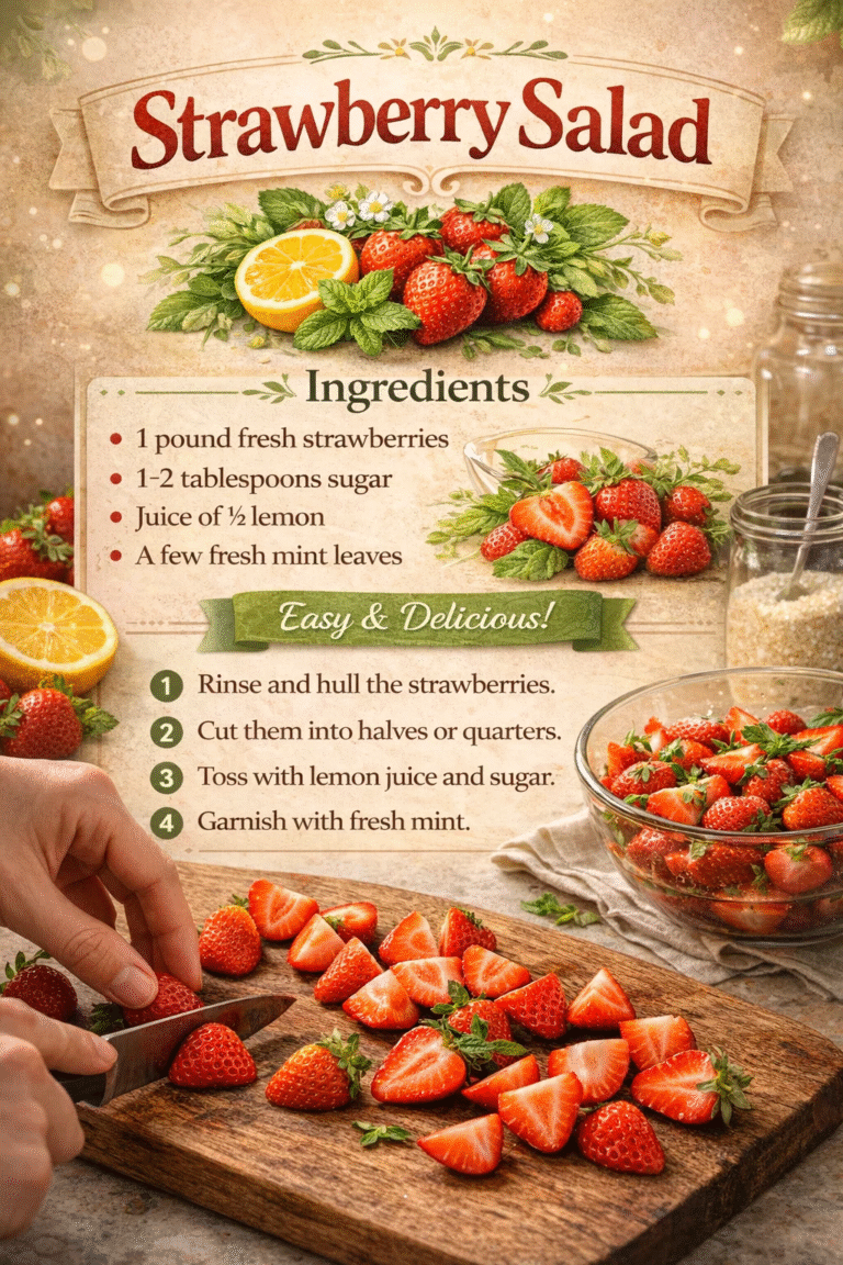 Easy Fresh Strawberry Salad Recipe with Lemon and Mint  Simple Summer Dessert Recipe