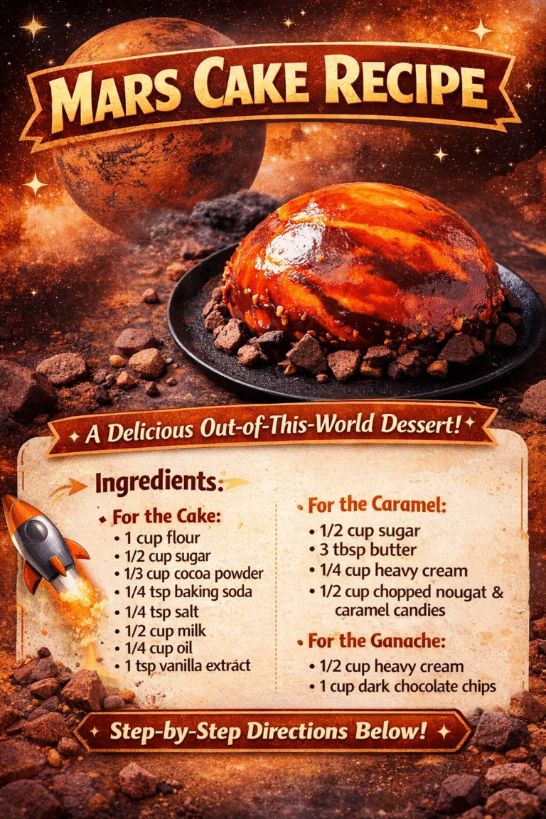 Easy Mars Chocolate Planet Cake Recipe with Caramel and Ganache