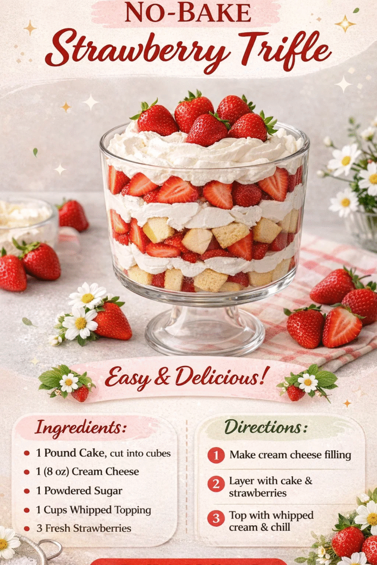 Easy No-Bake Strawberry Trifle Recipe  Creamy Layered Summer Dessert