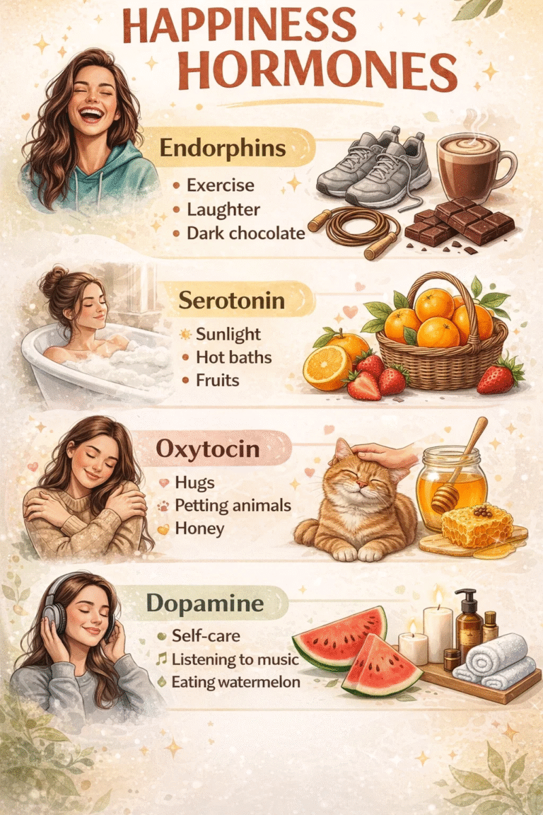 Natural Ways to Boost Your Happiness Hormones Endorphins, Serotonin, Oxytocin  Dopamine