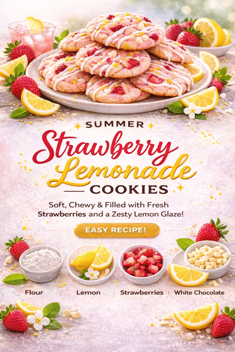 Soft Strawberry Lemonade Cookies Recipe – Easy Summer Dessert with White Chocolate Chips