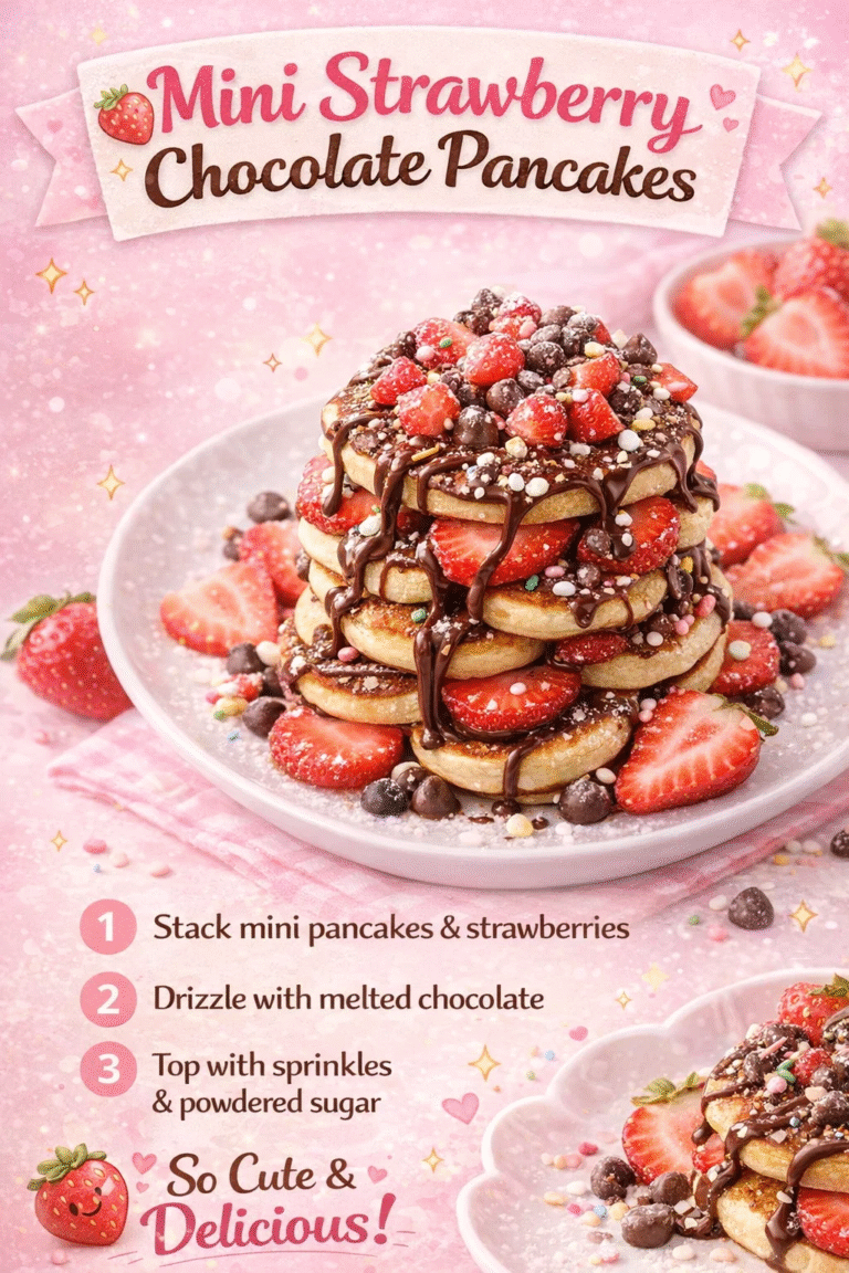 Strawberry Chocolate Mini Pancakes  Easy Breakfast Recipe  Aesthetic Food Idea