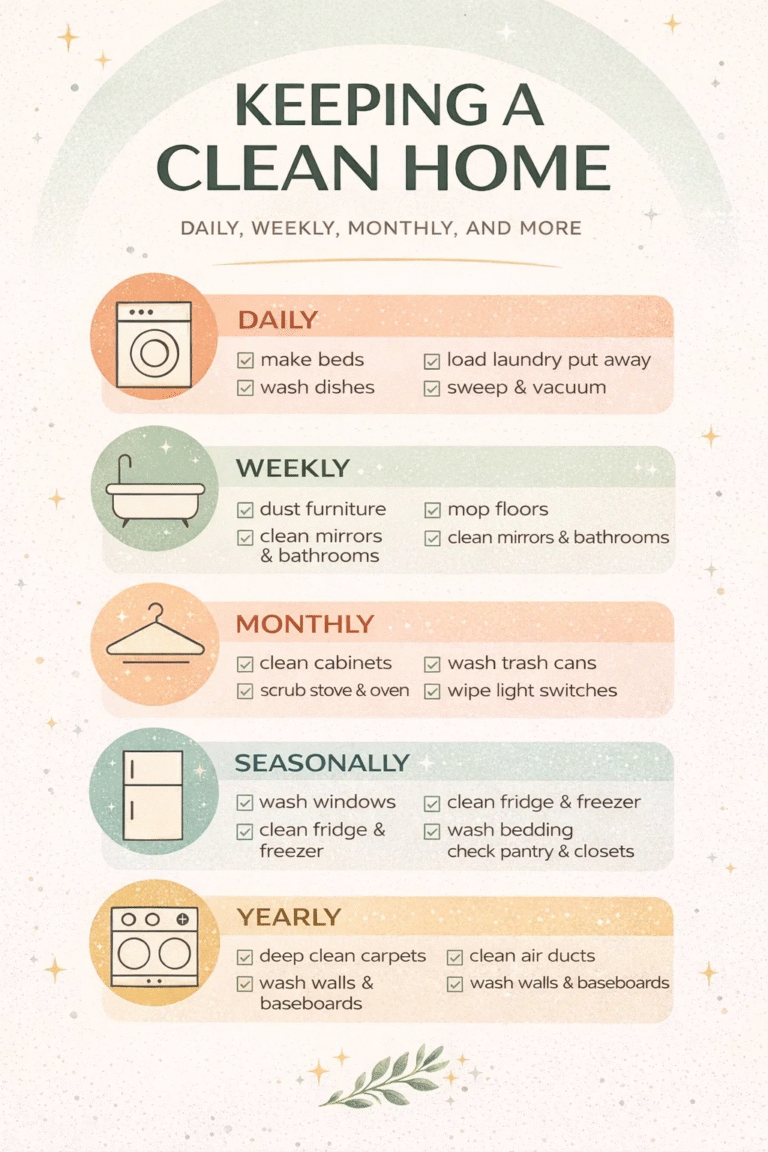 Ultimate Home Cleaning Schedule Daily, Weekly, Monthly  Seasonal Checklist