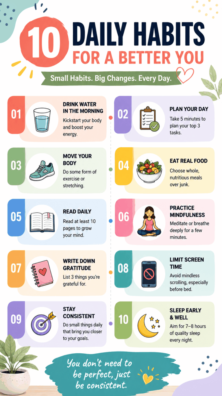 10 Daily Healthy Habits for a Better Life  Simple Habits, Big Results Every Day