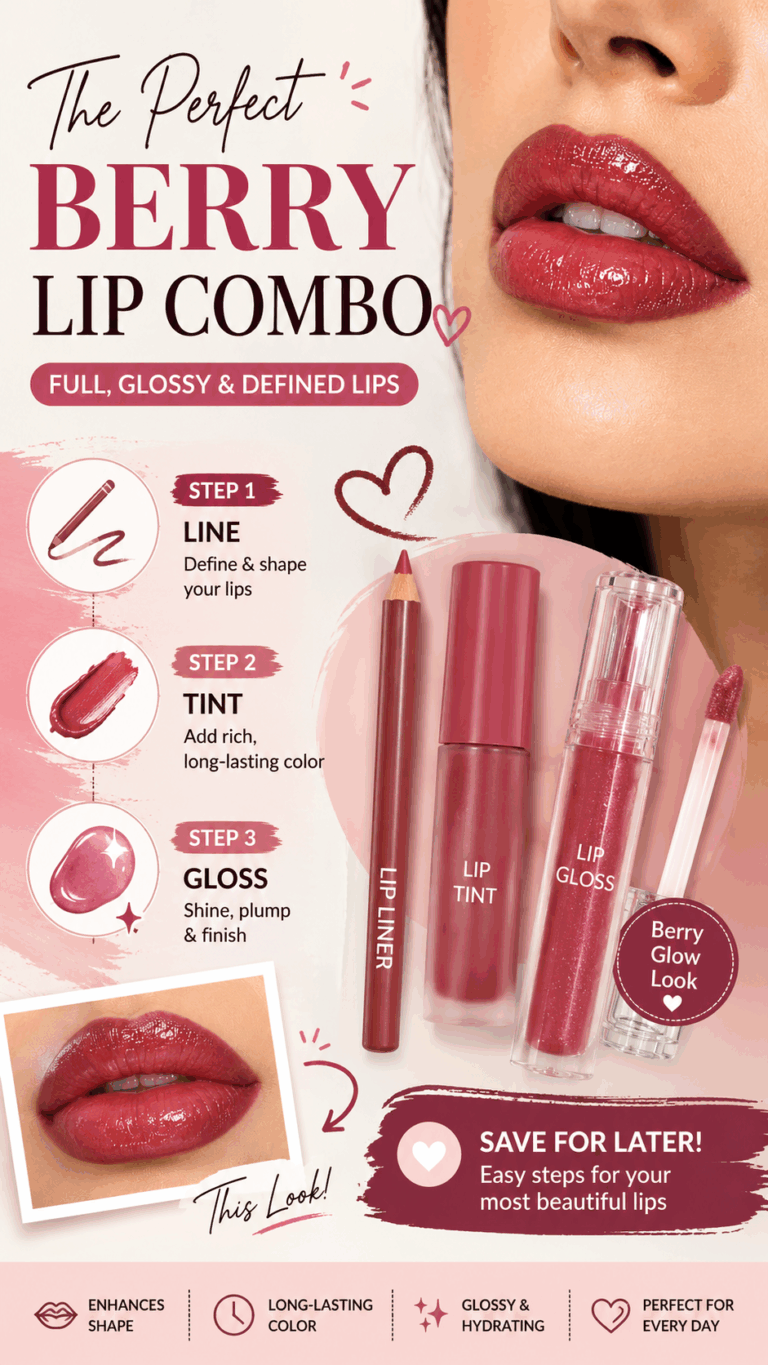 Berry Lip Combo Tutorial Glossy Defined Lips with Liner, Tint  Gloss