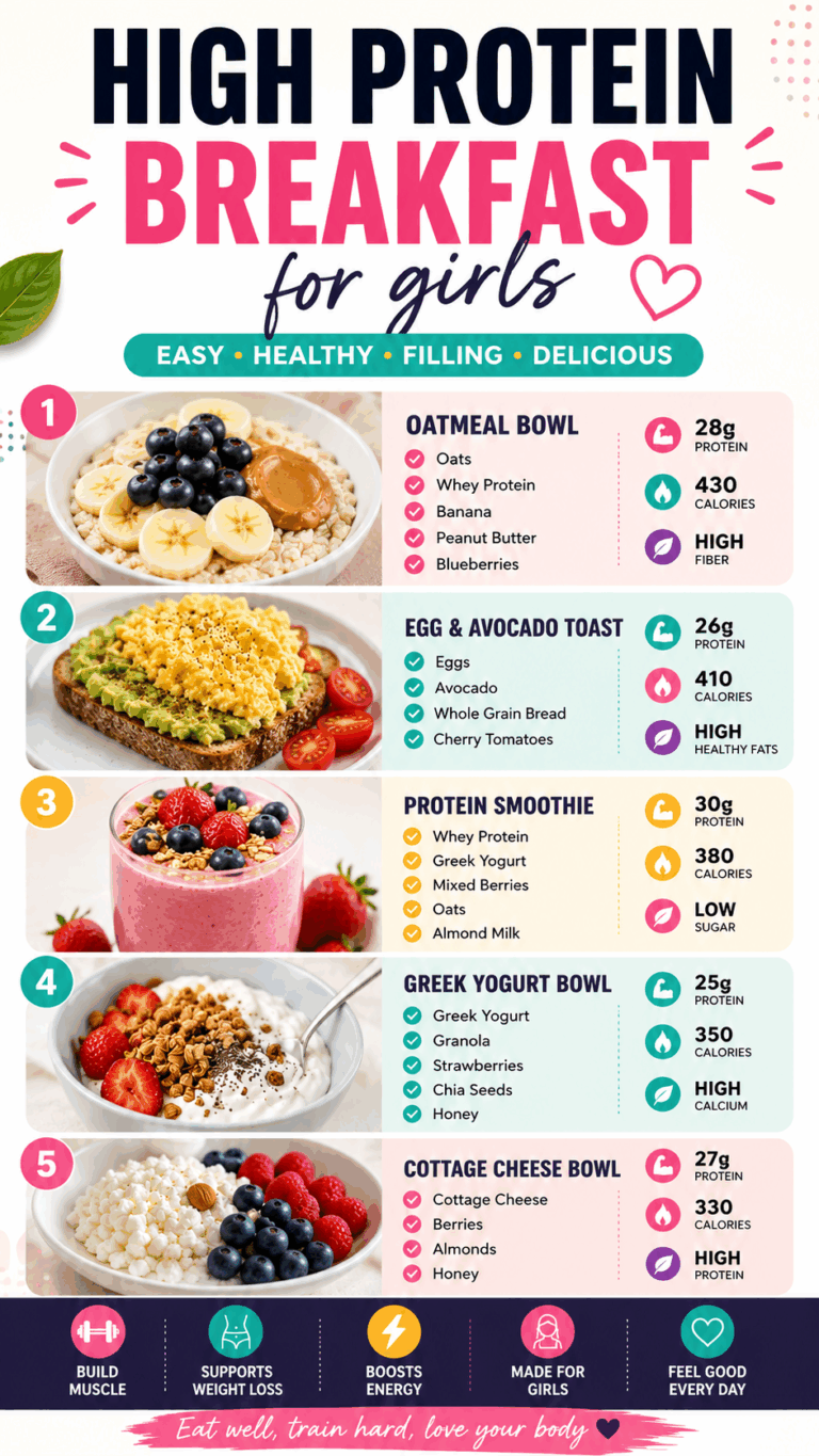 High Protein Breakfast Ideas for Girls  Easy Healthy Meals for Weight Loss  Energy