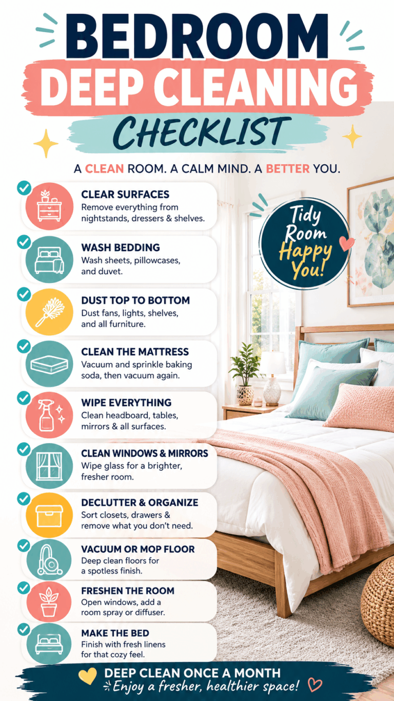 Bedroom Deep Cleaning Checklist for a Fresh, Organized and Cozy Space Today