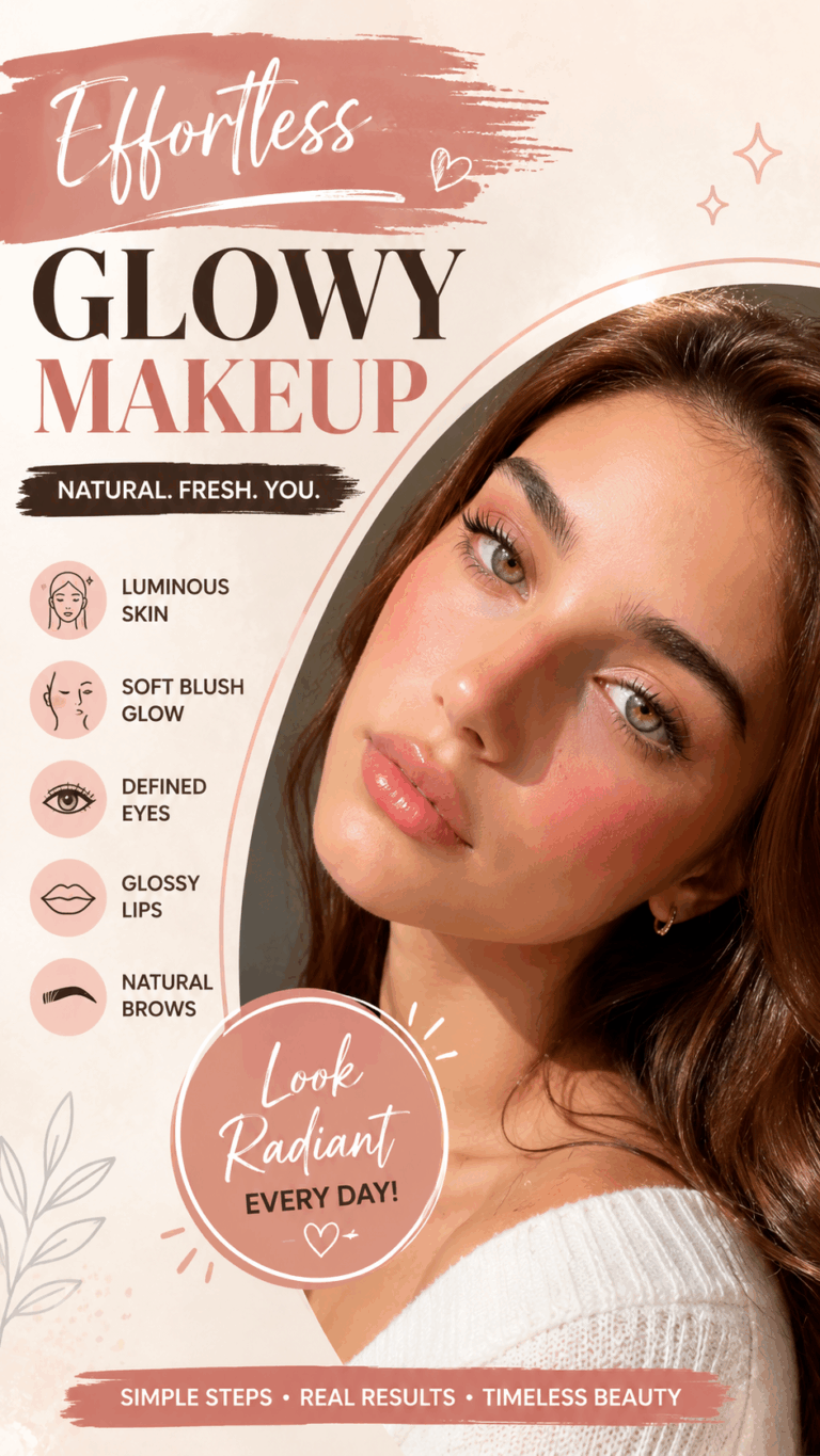 Glowy Natural Makeup Look with Green Eyes and Auburn Hair Beauty Inspiration
