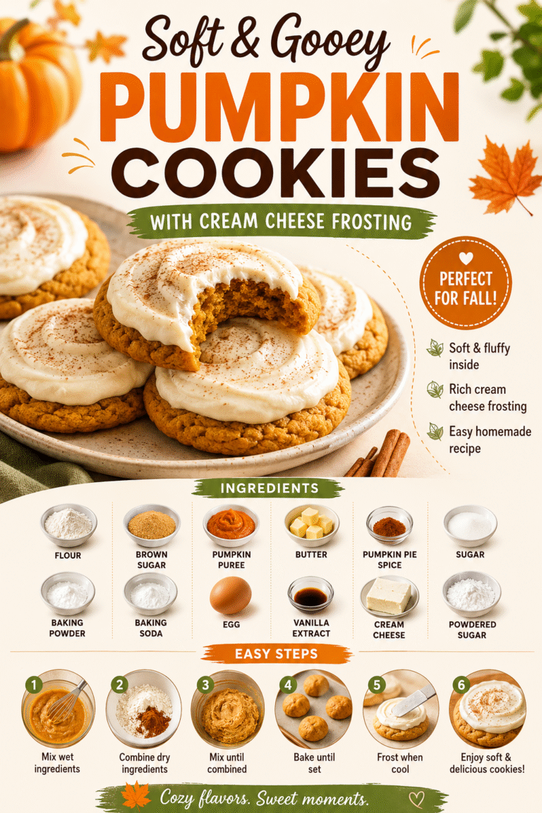 Soft Pumpkin Cookies with Cream Cheese Frosting  Easy Fall Dessert Recipe