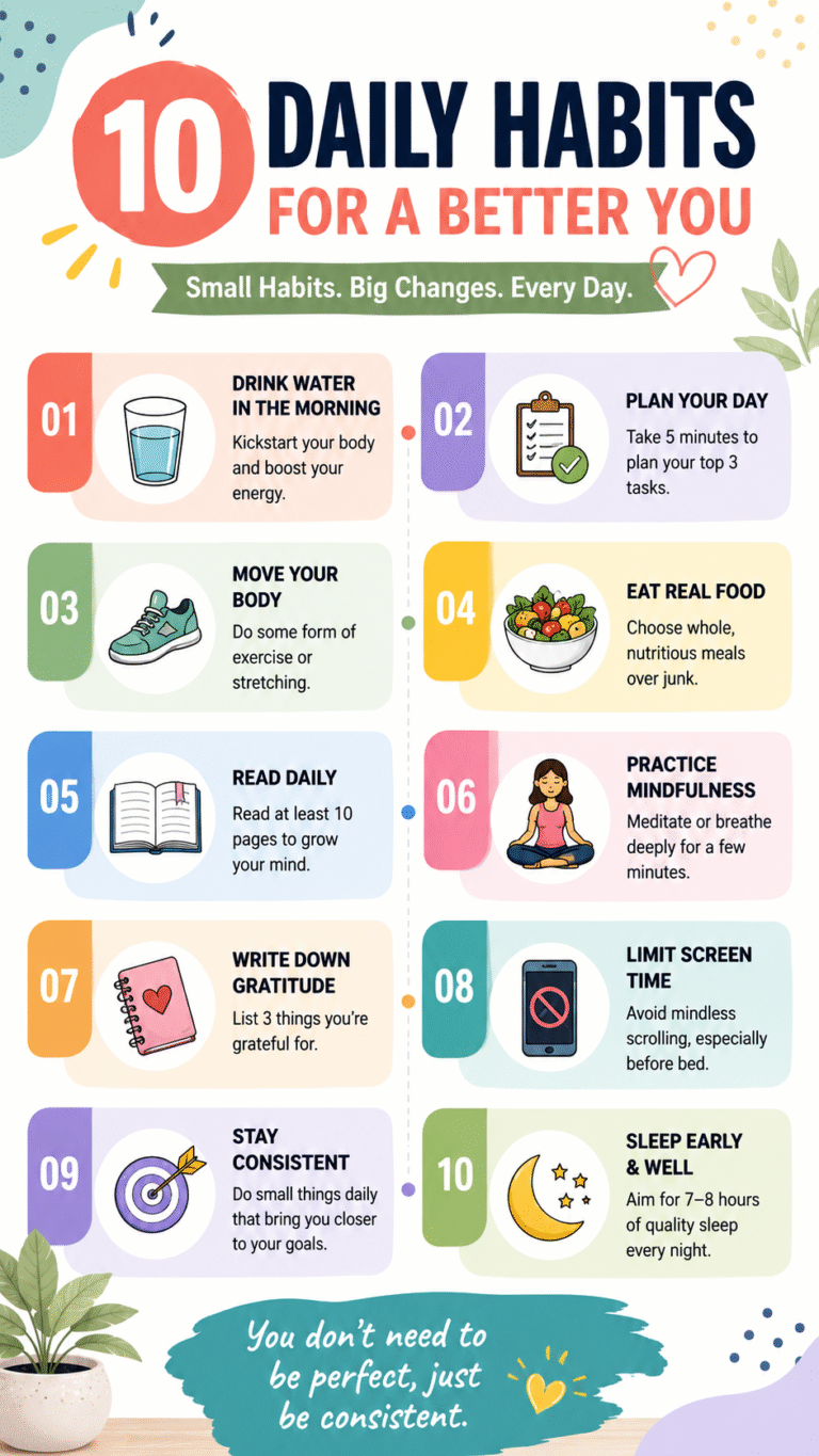 10 Daily Healthy Habits for a Better Life  Simple Habits, Big Results Every Day