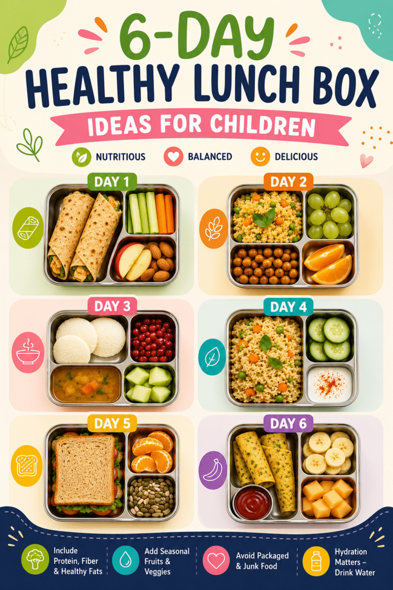 Healthy Lunch Box Ideas for Kids  6-Day Healthy School Lunch Meal Plan