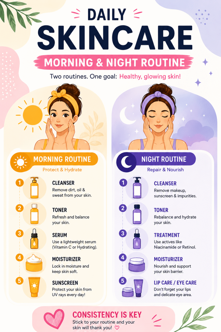 Morning vs Night Skincare Routine for Glowing Skin  AM  PM Skincare Steps