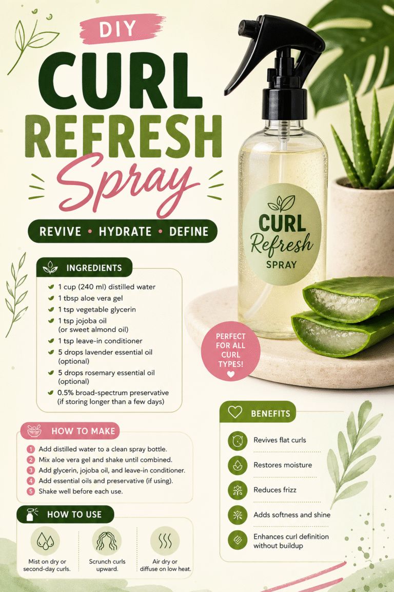 DIY Curl Refresh Spray Recipe for Hydrated, Frizz-Free, Defined Curls Naturally