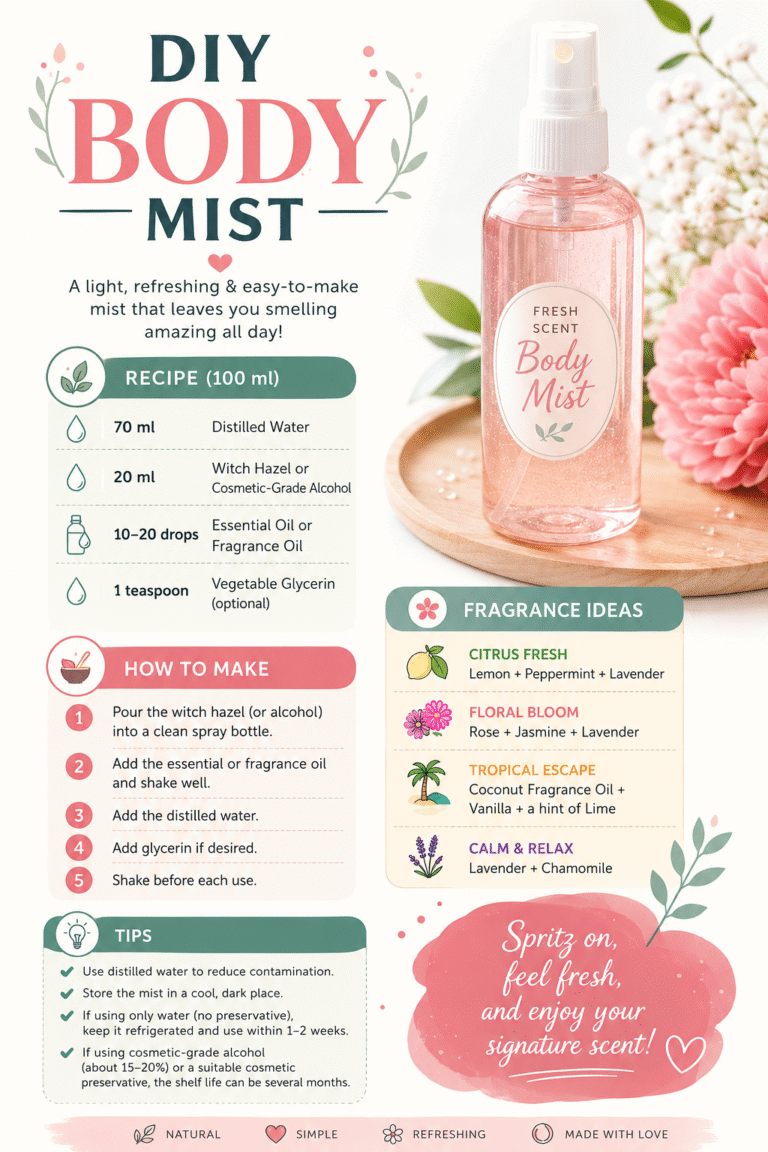 DIY Body Mist Recipe Easy Homemade Fragrance Spray for Fresh All-Day Scent