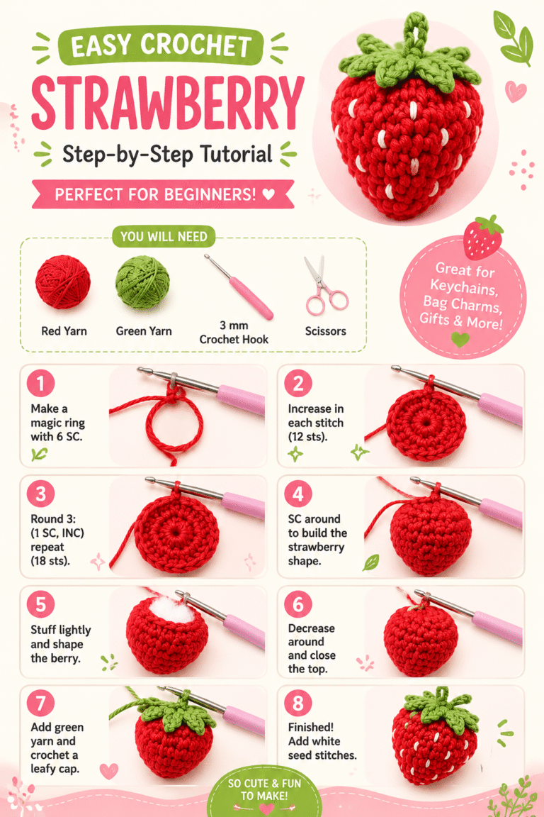 Easy Crochet Strawberry Tutorial   Beginner-Friendly Step-by-Step Pattern