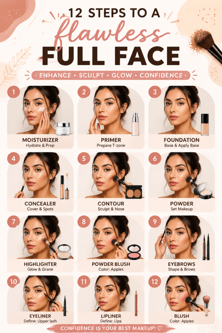 12 Step Full Face Makeup Routine for a Flawless Glam Look  Beginner Guide