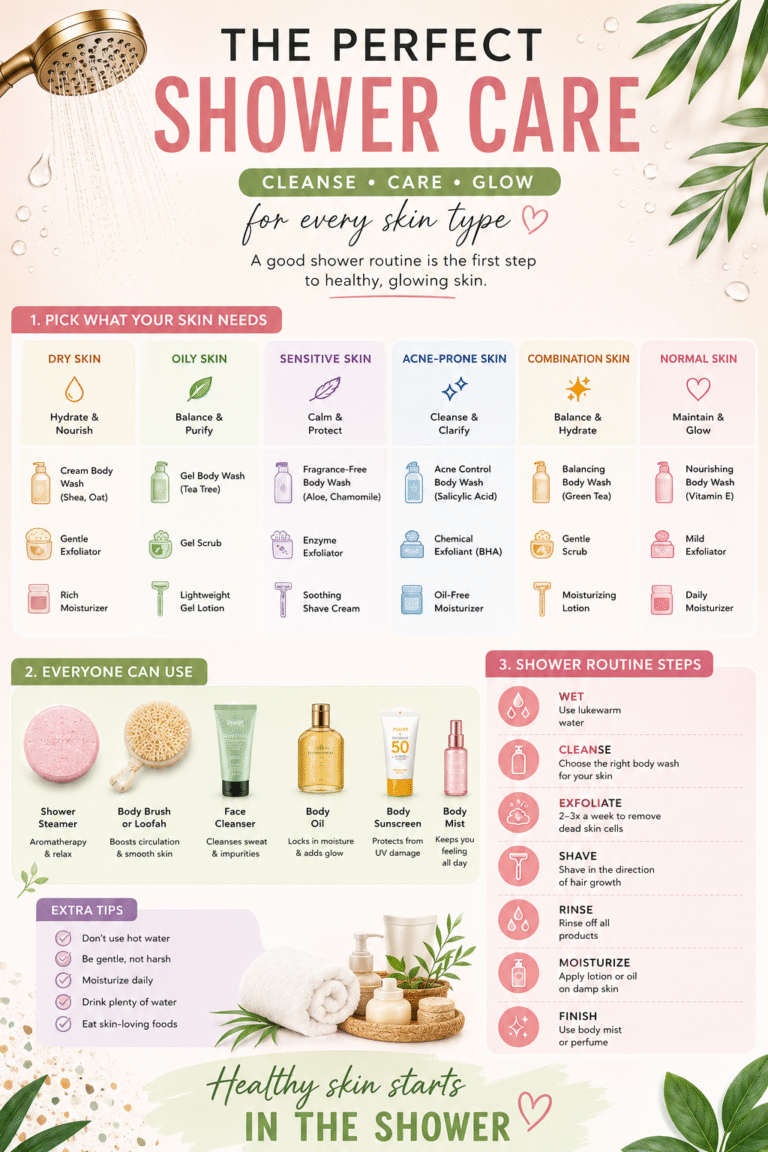 Perfect Shower Routine for All Skin Types  Body Care Tips for Glowing Skin