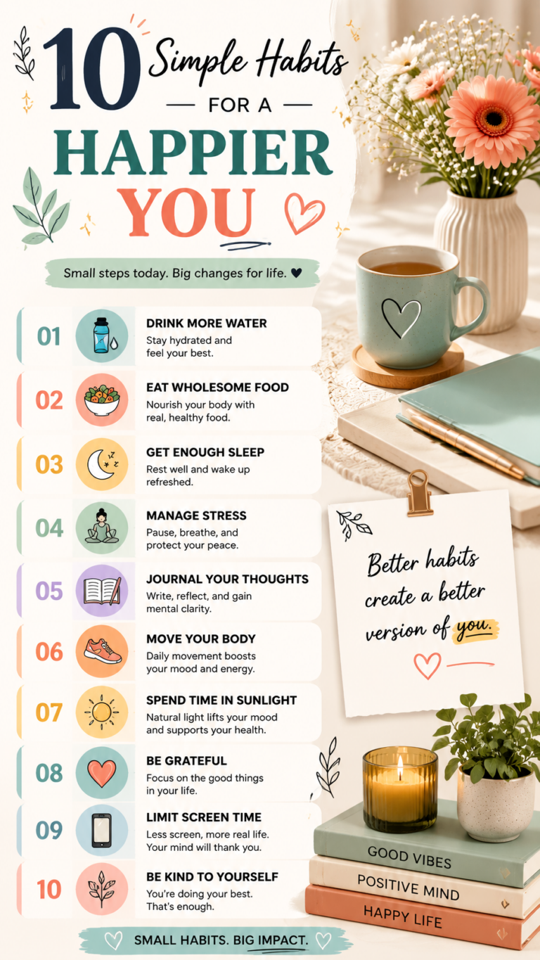 10 Simple Habits for a Happier Life  Daily Self Improvement Tips