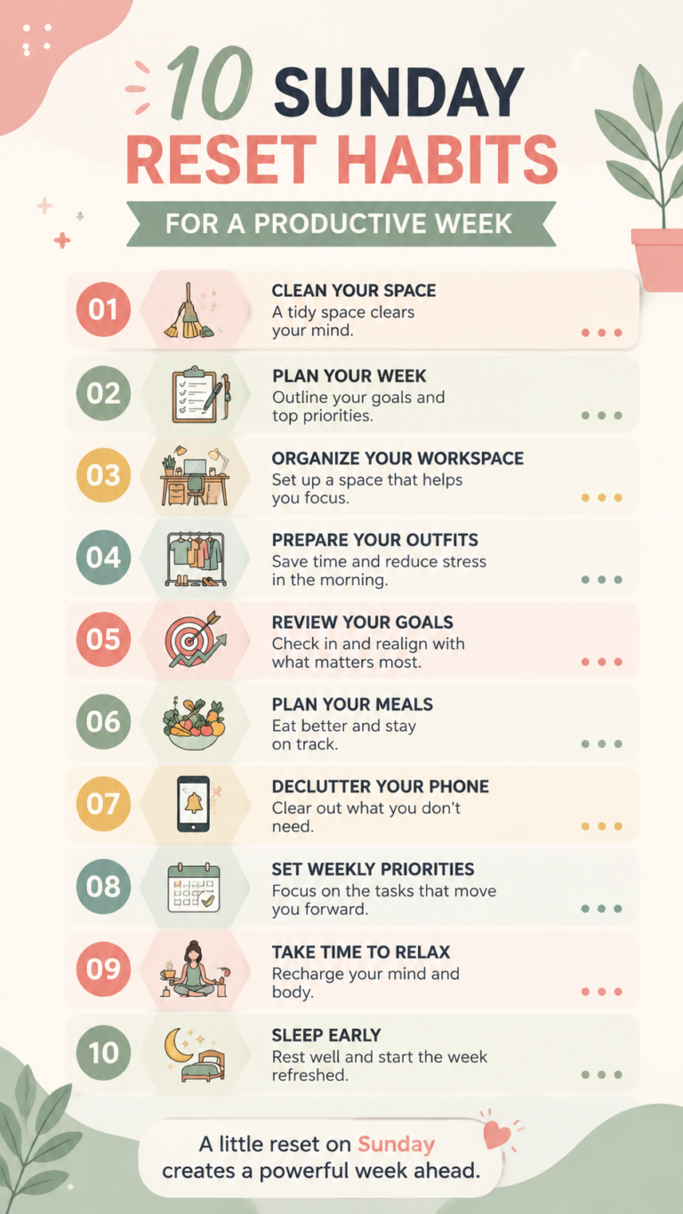 10 Sunday Reset Habits for a Productive Week  Weekly Reset Routine