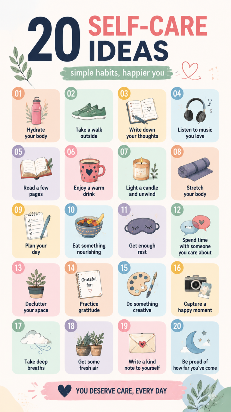 20 Self Care Ideas Tiny Ways to Be Kinder to Yourself Every Day