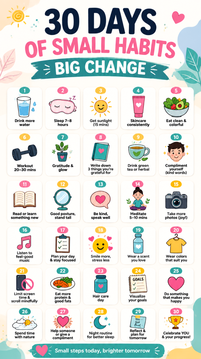 30 Day Glow Up Challenge Daily Habits to Look Attractive  Feel Confident