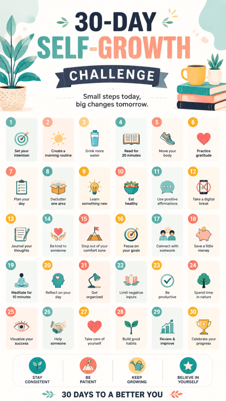 30-Day Self Growth Challenge Daily Habits for Personal Growth  Success