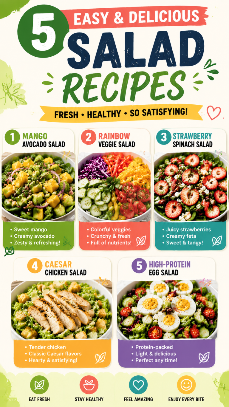 5 Easy  Delicious Salad Recipes  Healthy, Fresh  Nutritious Meal Ideas