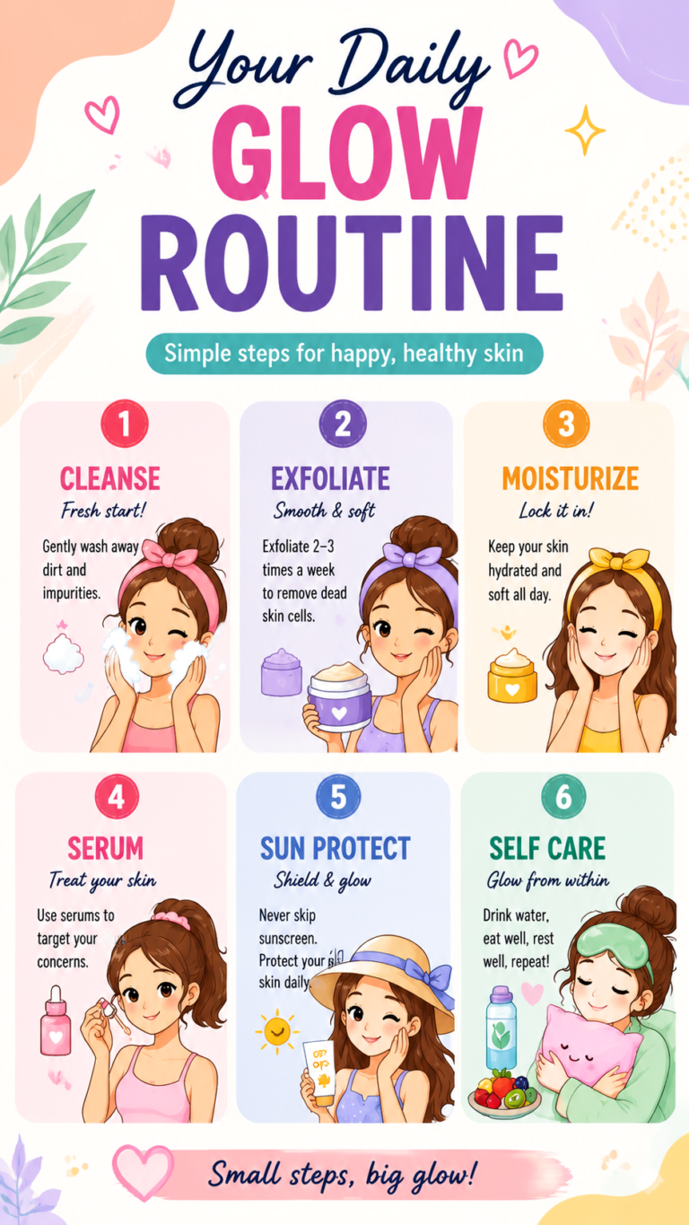 6-Step Skincare Routine for Glowing Skin  Easy Daily Beauty Tips for Girls