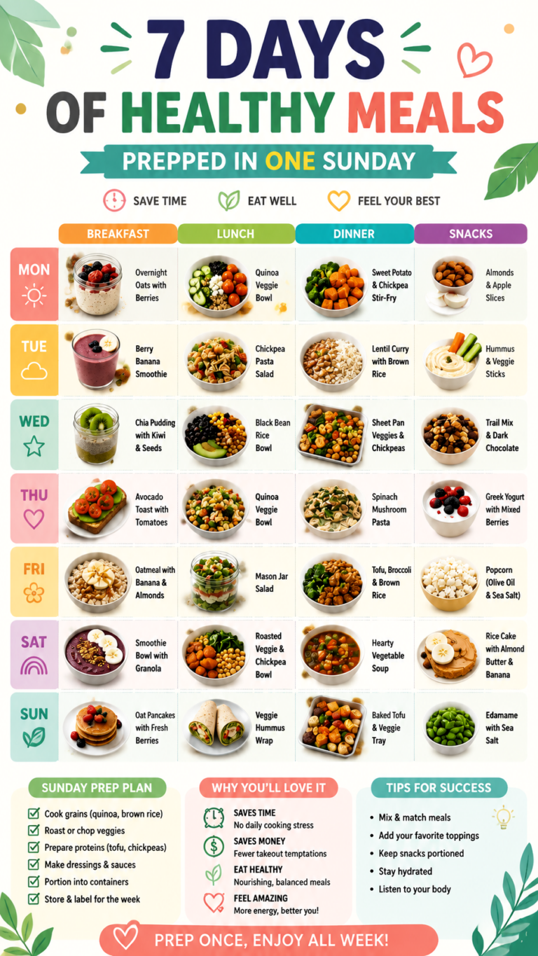 7-Day Healthy Meal Prep Plan Easy Vegan Meals Made in One Sunday