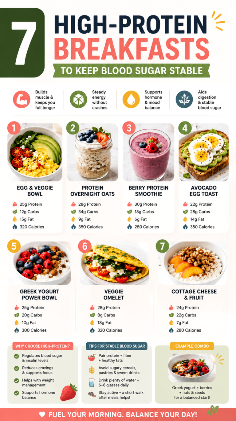 7 High Protein Breakfast Ideas for Stable Blood Sugar  Healthy Energy