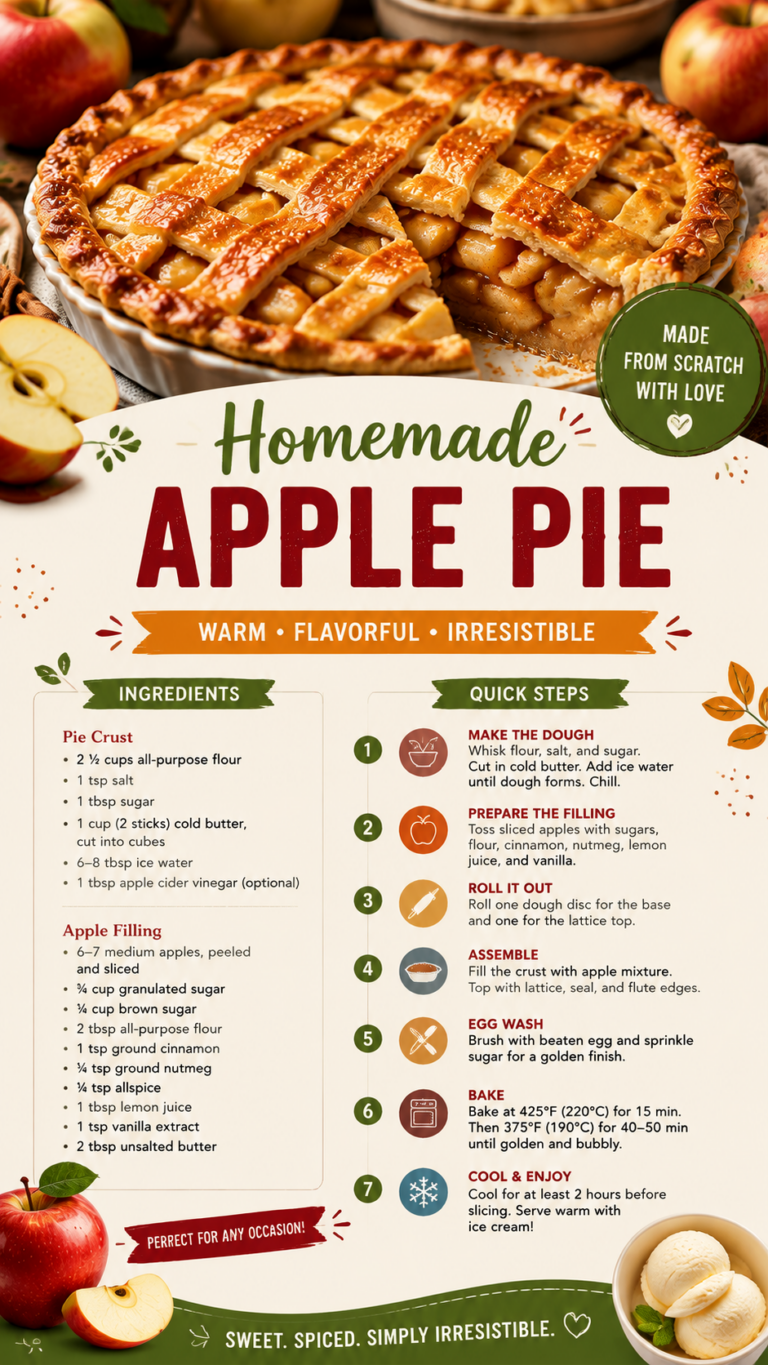 Classic Homemade Apple Pie Recipe with Flaky Crust and Cinnamon Filling