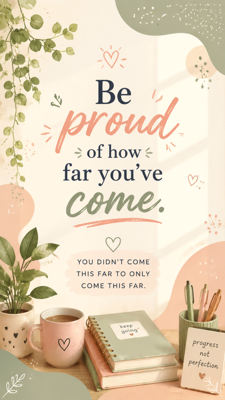 Be Proud of How Far Youve Come   Aesthetic Wall Art  Cozy Room Decor