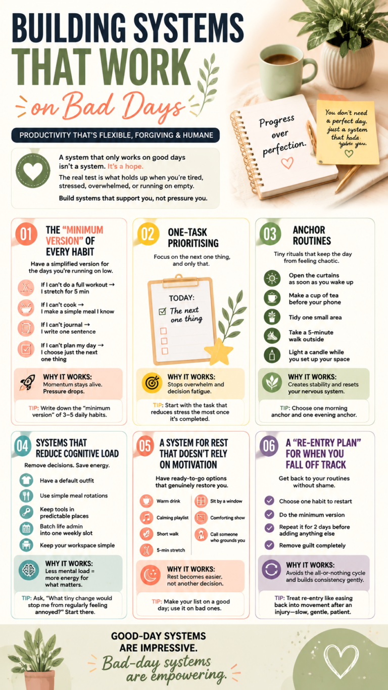 Productivity Systems That Work on Bad Days  Flexible Habits for Consistency