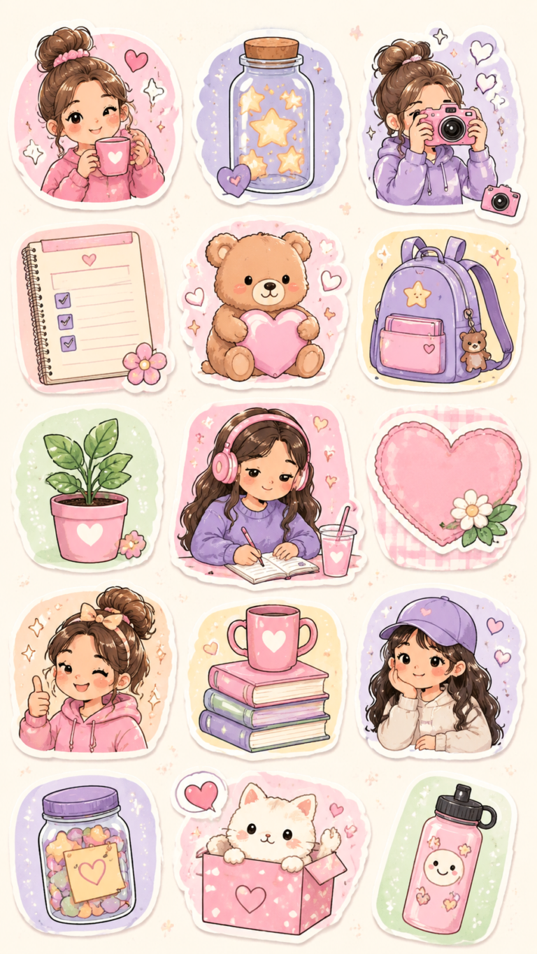 Cute Motivational Stickers Pack   Pink Aesthetic Study  Self Care Vibes