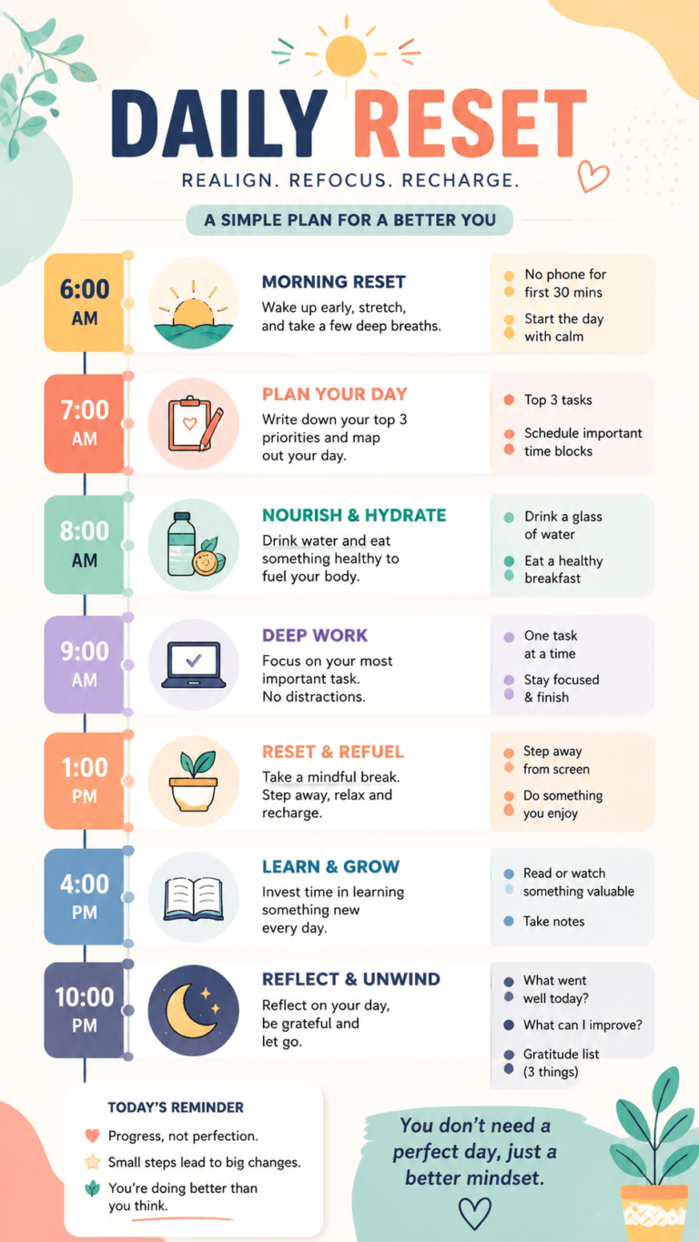 Daily Reset Routine   Simple Habit Tracker for Productivity  Balance