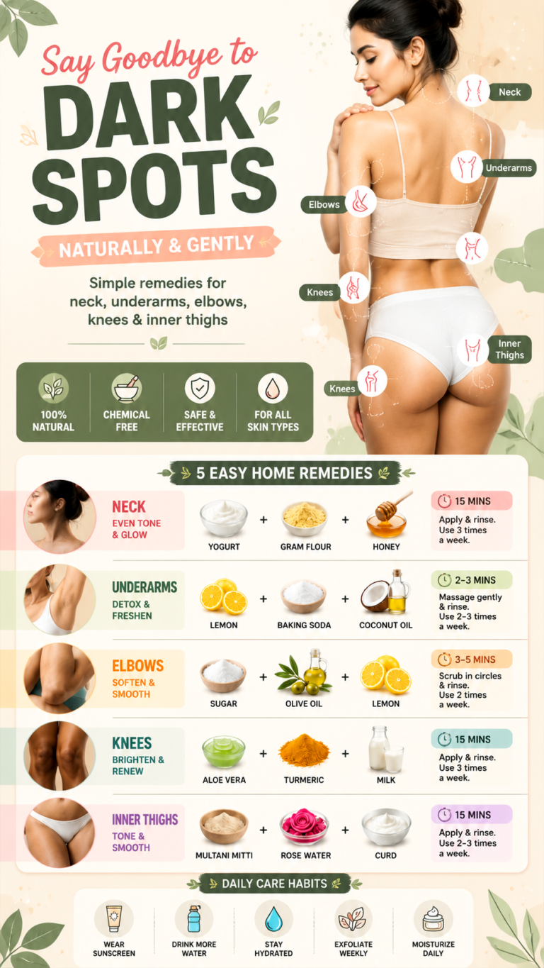 Natural Remedies for Dark Neck, Underarms, Elbows  Knees  Body Care Tips