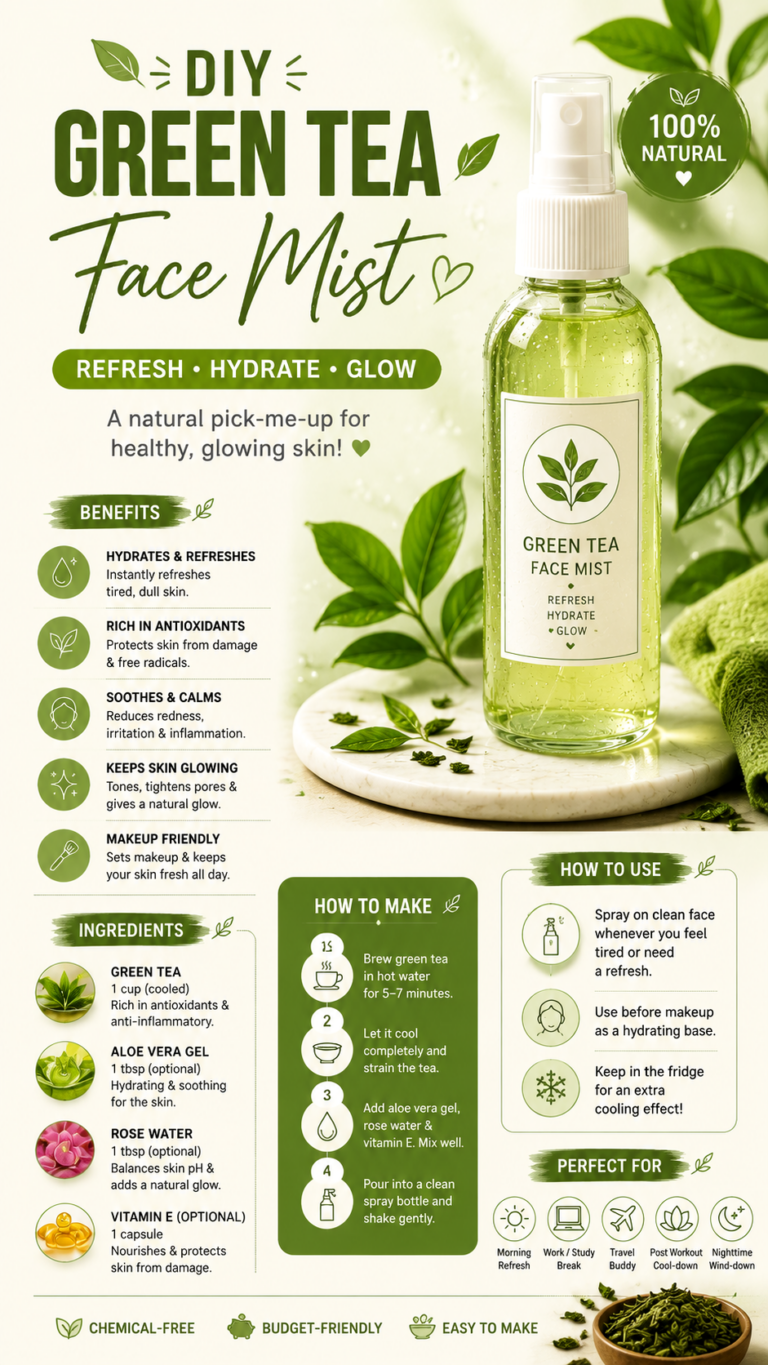 DIY Green Tea Face Mist Recipe  Natural Hydrating Glow Skincare Spray