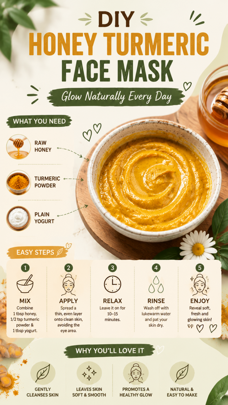 DIY Honey Turmeric Face Mask Recipe for Glowing Skin with 3 Ingredients