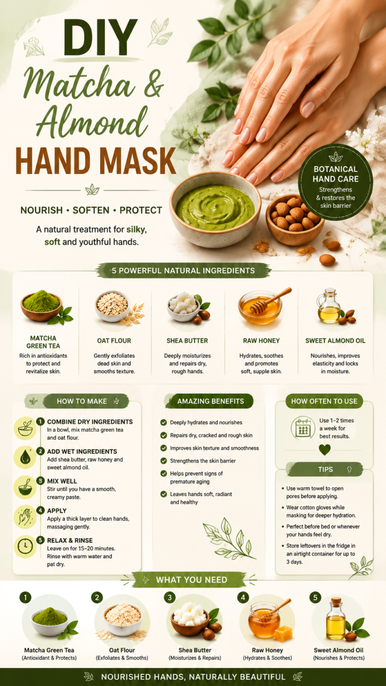 DIY Matcha Almond Hand Mask Recipe for Soft, Nourished, Youthful Hands