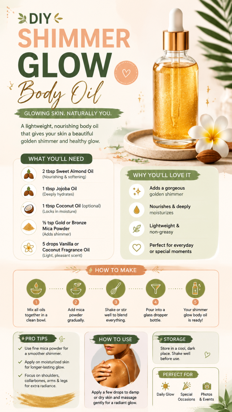 DIY Shimmer Glow Body Oil Recipe  Natural Golden Skin Glow