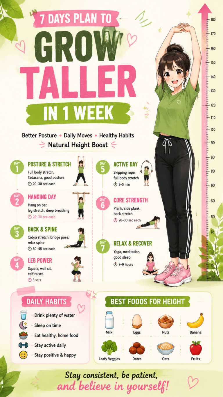 How to Increase Height Naturally 7-Day Stretching  Growth Tips
