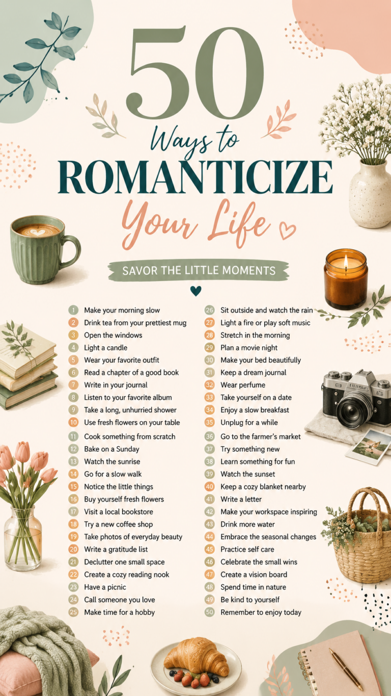 50 Ways to Romanticize Your Life  Cozy Self Care Ideas  Slow Living Tips