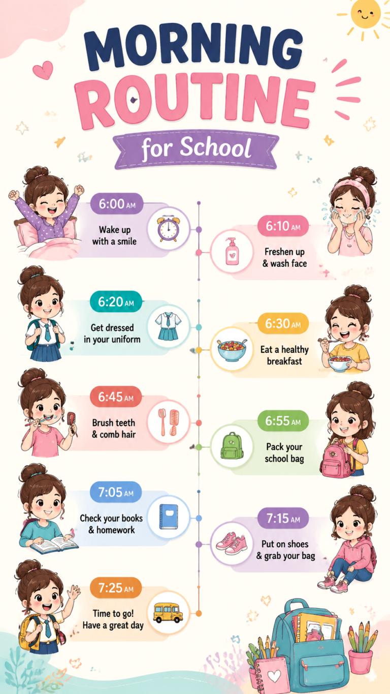 Morning Routine for School Easy Kids Schedule to Start the Day Organized
